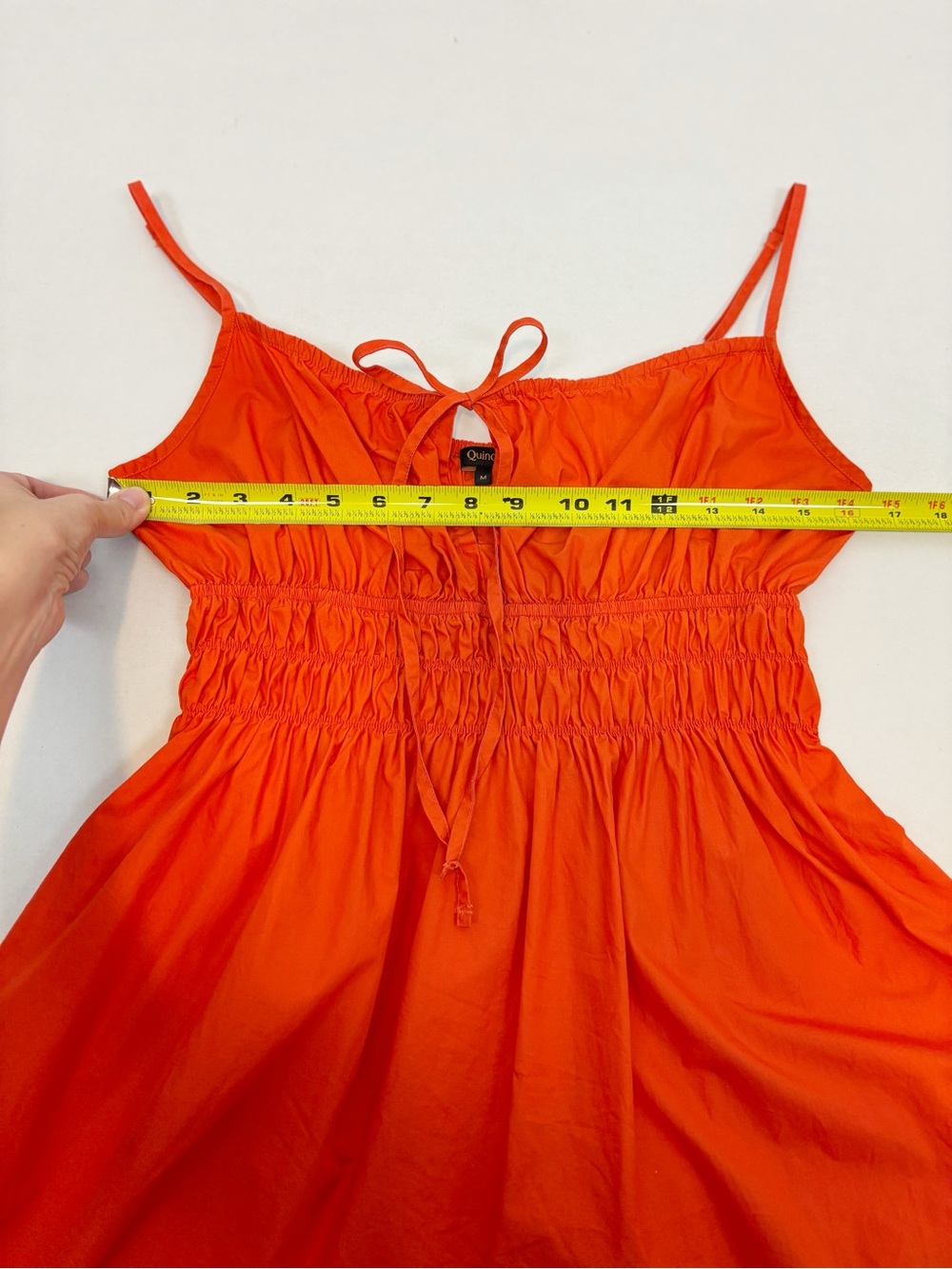 Quince 100% Organic Cotton Keyhole Midi Dress Vermilion Red Size M - Picture 12 of 14